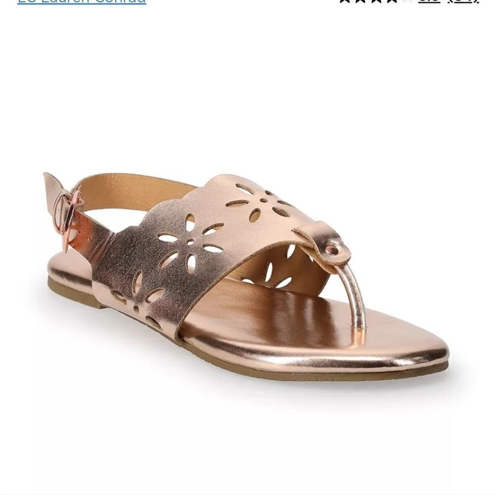 LC Lauren Conrad Jarrah Women's Floral Thong Sling,gold sandals